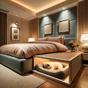 bed with pet bed