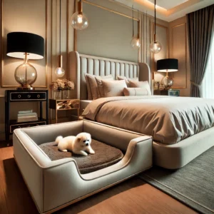 bed with pet bed